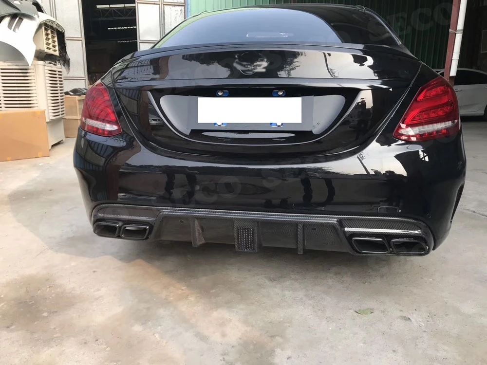 Для W205 задний спойлер с светодиодный светильник для Mercedes Benz W205 4 двери C180 C200 C300 C63- бампер из углеродного волокна защитный кожух