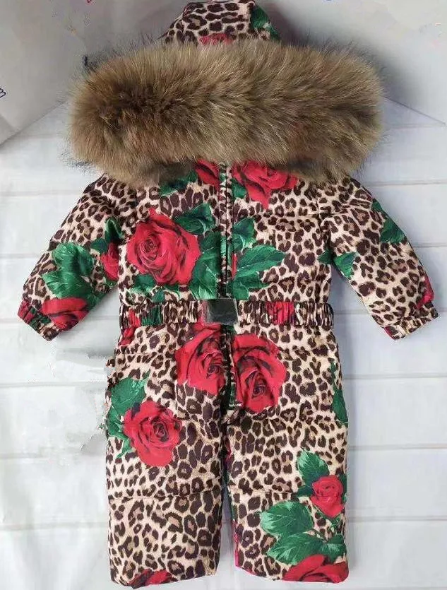 picture 1 Детские пуховики; зимняя одежда с капюшоном для снежной погоды; плотная теплая верхняя одежда; воротник из натурального меха; леопардовый принт; Modis; детское пуховое пальто; Y1704 - Цвет: picture 1