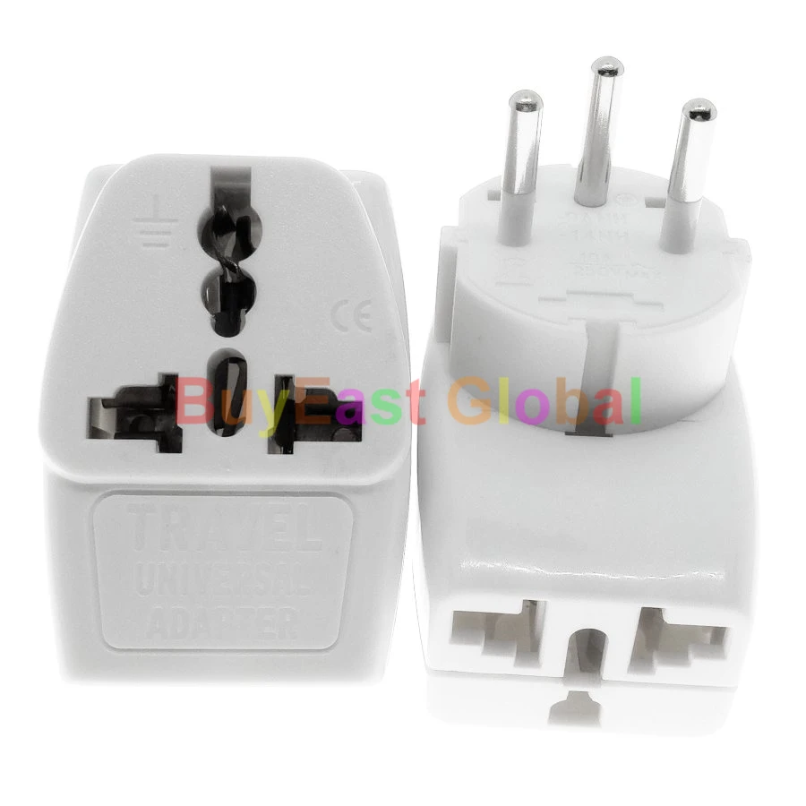 Pack 3) 3 IN 1- ISRAELI Electrical Plug Adapter Universal Outlet AC100~250V 10A White / Black
