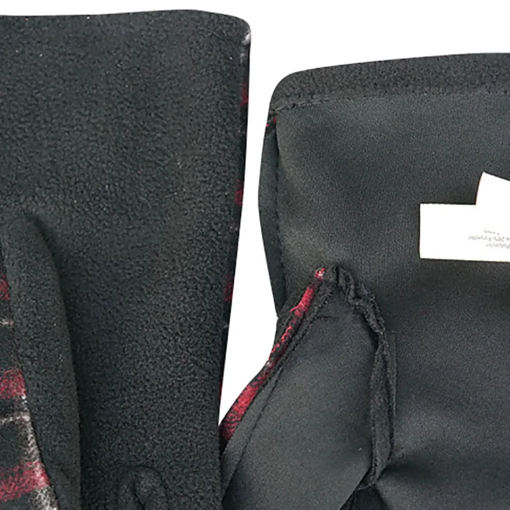 Men and women autumn and winter gloves outdoor England plaid plush warm cotton gloves touch screen ski bike outdoor gloves 30S19 (8)