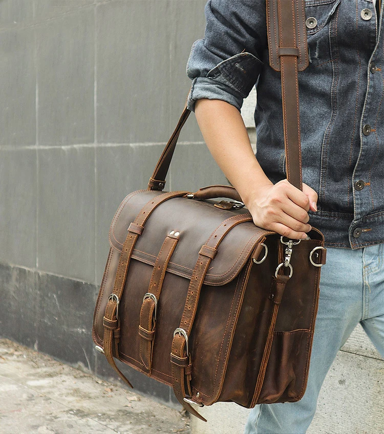 Толстый кожаный мужской портфель Crazy horse 3 использования из натуральной кожи рюкзак большой емкости путешествия рюкзак из коровьей кожи