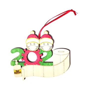 

Wooden DIY Santa Claus Wearing Mask family handwritten names Christmas tree pendant Decorations Home Ornament
