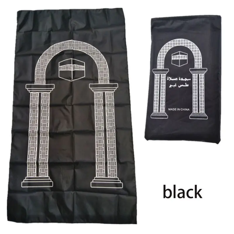 Portable Muslim Prayer Rug Waterproof PU Braided Mat Simply Print Pouch Travel Home Blanket 60x100CM