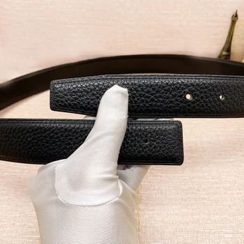 

2020 WITHOUT BUCKLE unisex new men women 3.2 cm belt khaki high quality cowskin genuine leather two sides use free shipping
