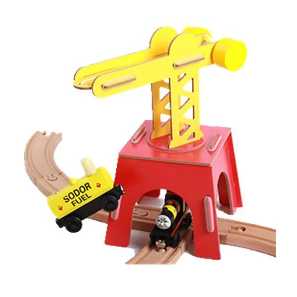 

Wooden Engineering Crane Small Train Model Crane Room Garage Shift Car DIY Disassembly Series