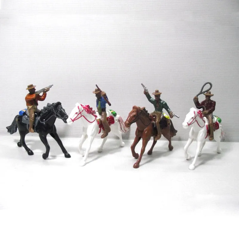 

4bags/lot Indian Wild West Cowboy country life cow boy with horse tree PVC Anime figure Christmas Decoration Model Toy