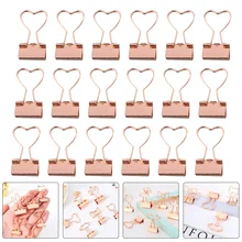 Pinces à reliure en métal, 20 pièces, pinces à papier en forme de cœur, fournitures de reliure
