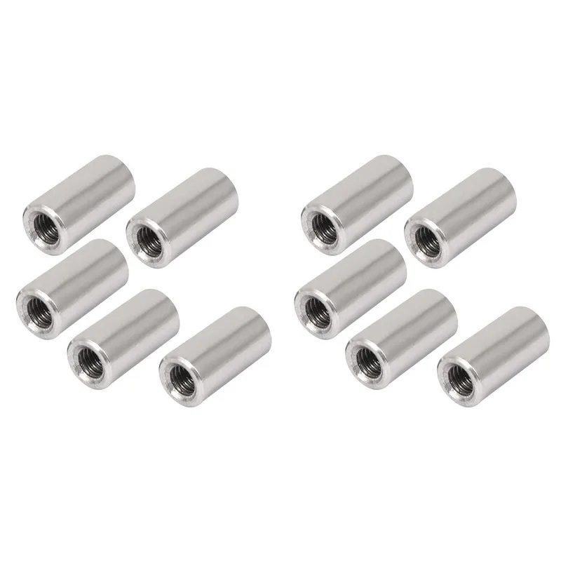 

HHO-Round Connector Nuts M8X1.25Mm Threaded Sleeve Rod bar 304 Stainless steel Round Connector Nuts 10Pcs