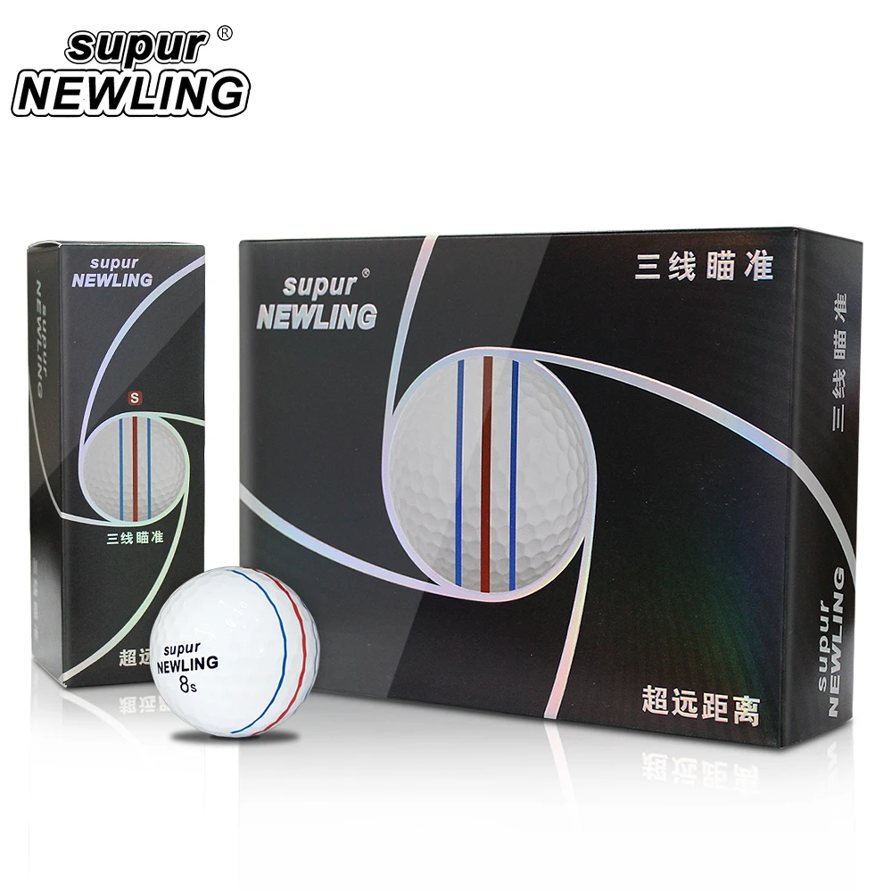 Supur NEWLING Golf Balls Triple Lines 3 Layers Supur Long Distance Balls 12  pcs / Box Triple Track Golf Game Ball 3 Line|Golf Balls| - AliExpress