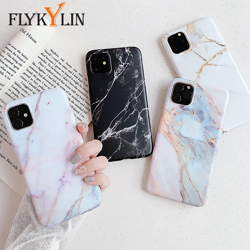 Матовый мраморный чехол FLYKYLIN для iPhone 11 Pro Max задняя крышка IMD силиконовый телефона