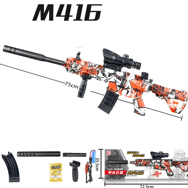 M416 Water Bullet Toy Gun Manual Electric in 1 Paintball Plastic Weapon Model CS Shooting Game Outdoor Game Toy Gun For Boys 2