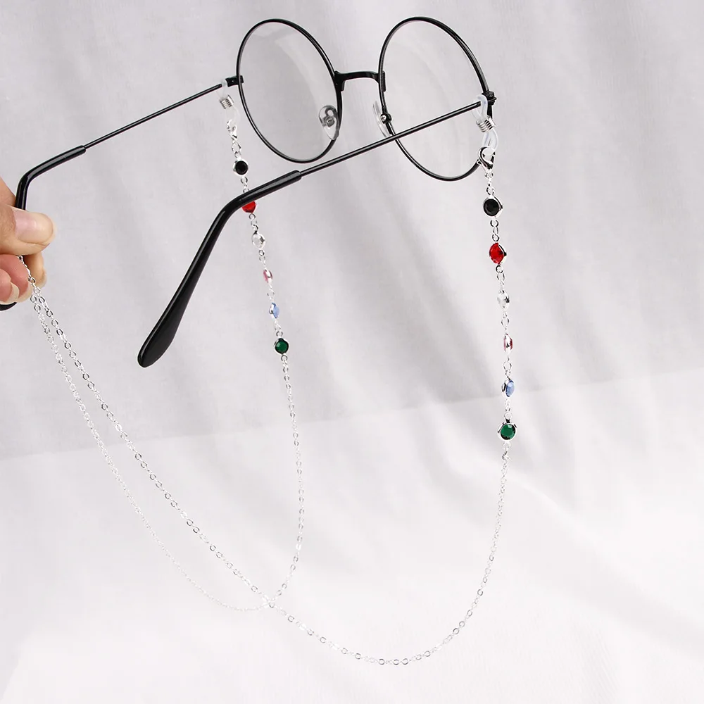 Модные шикарные женские Золотые Серебряные очки солнечные очки с цепочкой для чтения из бисера очки цепочка для очков шнур держатель для шеи ремень веревка