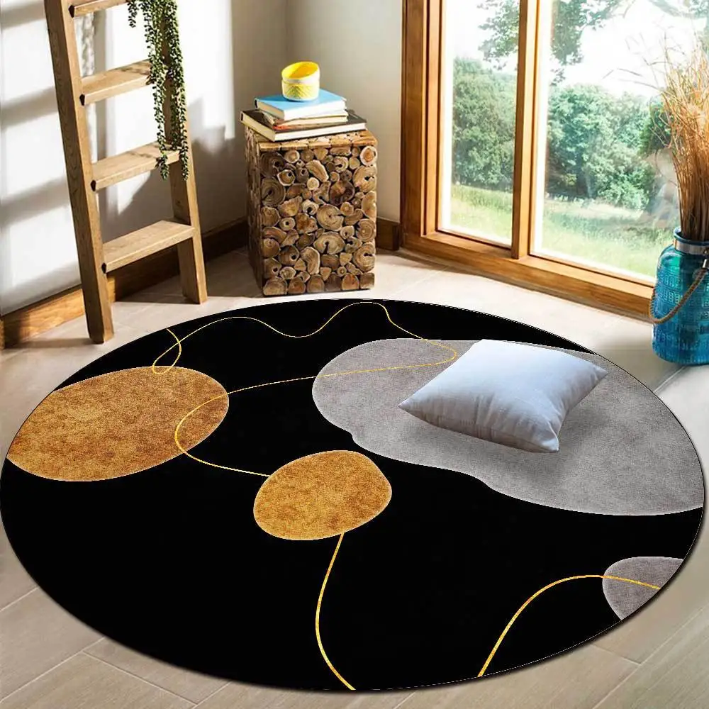 

Modern, simple, black, gray, green, gold thread splicing, living room and bedroom non-slip floor mat carpet customization