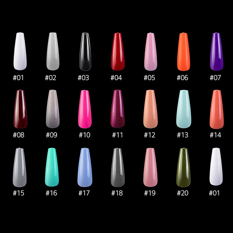 

100pcs New Candy Colors Long Ballerina Fake Nails Natural Coffin Press on False Nail Art Tips ABS Full Cover Nail Decor Manicure