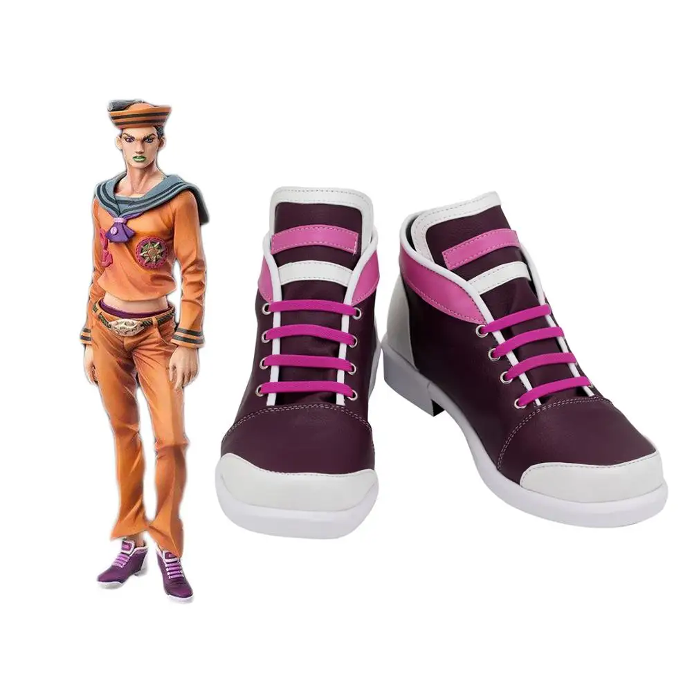

JoJo's Bizarre Adventure Josuke Higashikata Cosplay Shoes Leather Boots Custom Made Any Size for Boys and Girls