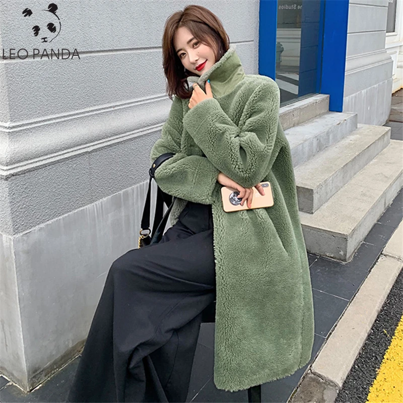 

2019 Winter Women High Quality Sheep Shearing Fur Coat Luxury Long Wool Coat Loose OverCoat Thick Warm Plus Size Female Plush Co