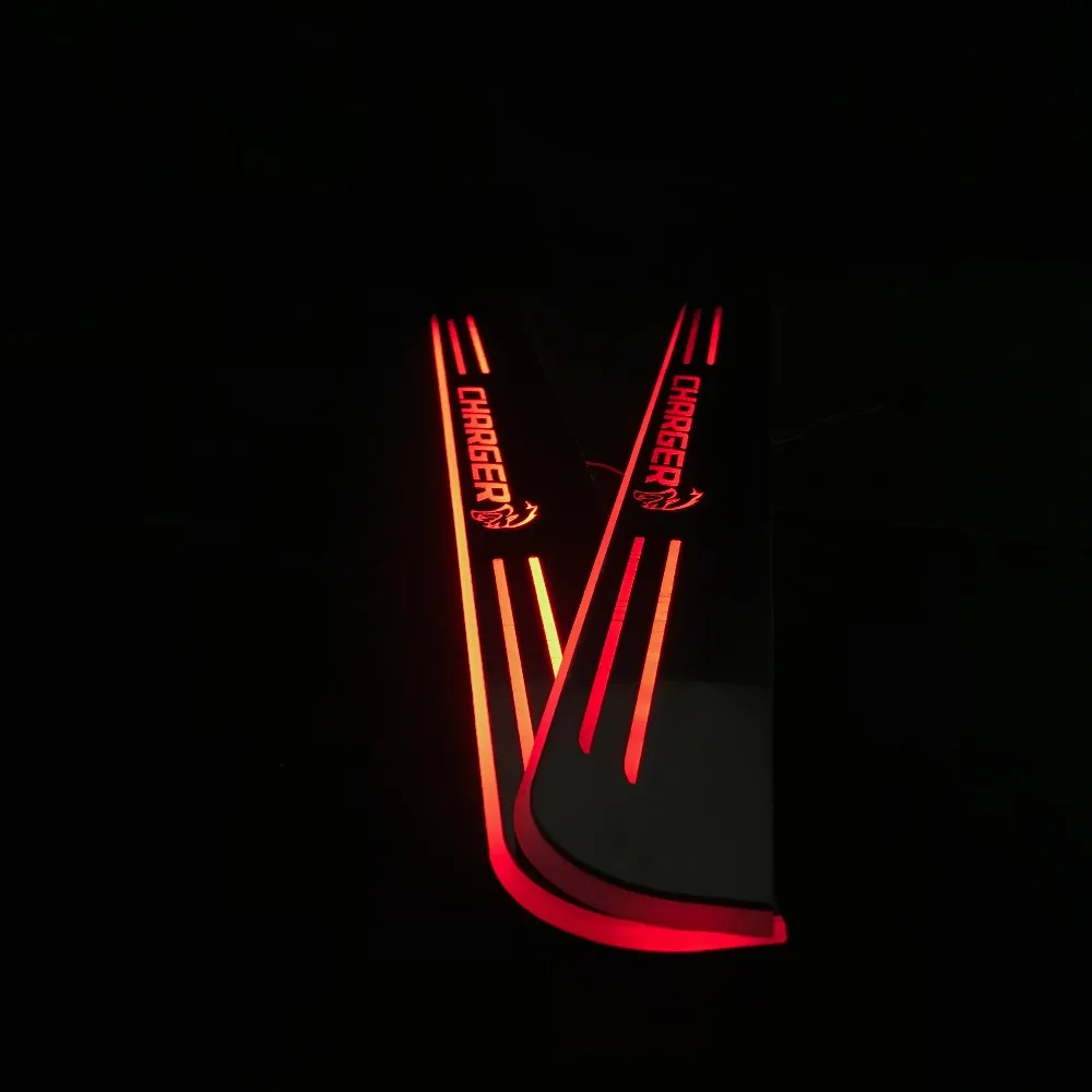 Osmrk led движущаяся дверная Накладка для dodge charger dynamic дверной порог пластина плоская подкладка Наложение плавный/фиксированный светильник, 2 шт
