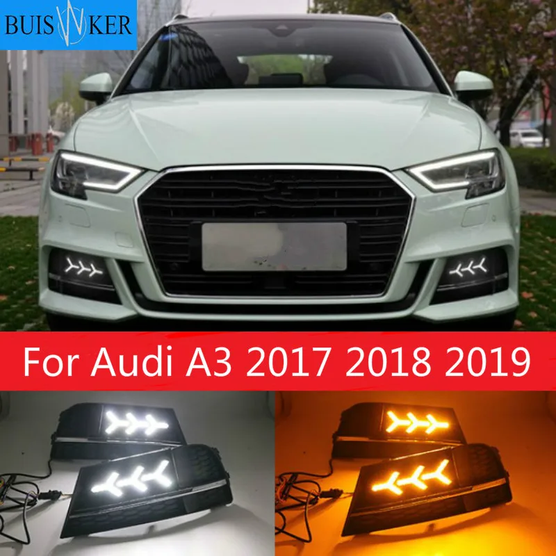 For Audi A3 2017 2018 2019 Led Daytime Driving Running Lights Daylight Waterproof With Turn Signal - Car Headlight Assembly - AliExpress