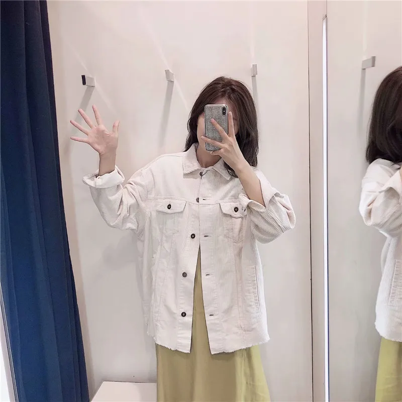 

2019 Europe And America Autumn New Style WOMEN'S Dress Loose-Fit Slimming Fur Trim Corduroy Jacket Women's 3305241
