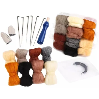 

LMDZ Needle Felting Kit, Needle Felting Starter Kit, 8 Colors Wool Roving for Needle Felting, Fibre Wool Yarn Roving