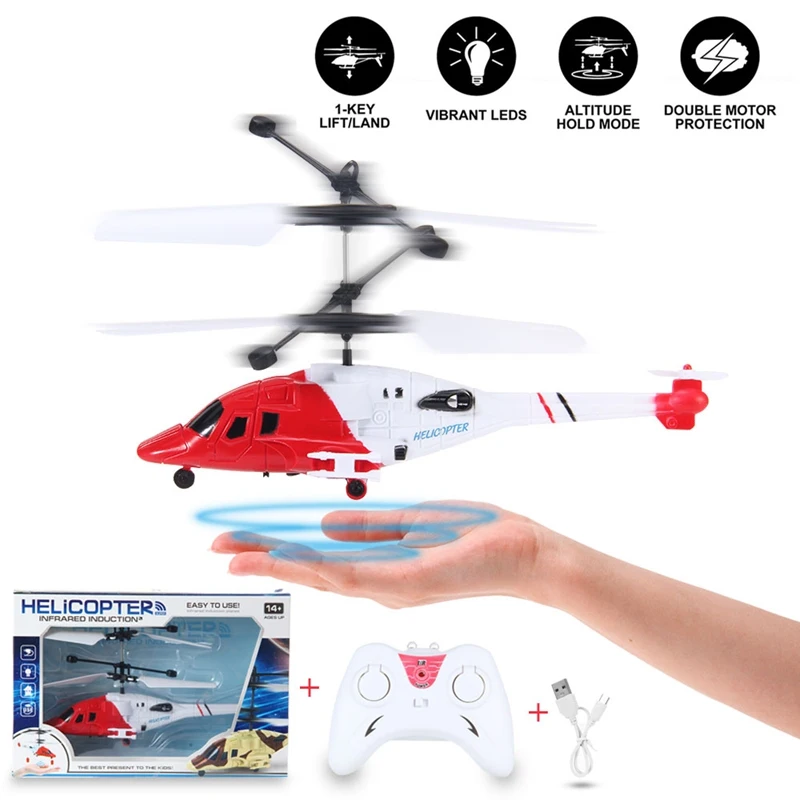 Red rescue plane Вертолет летающие игрушки с перезаряжаемой Мини Инфракрасный индукционный Дрон радиоуправляемые игрушки индукционный вертолет для мальчиков девочек домашние игры - Цвет: Red rescue plane
