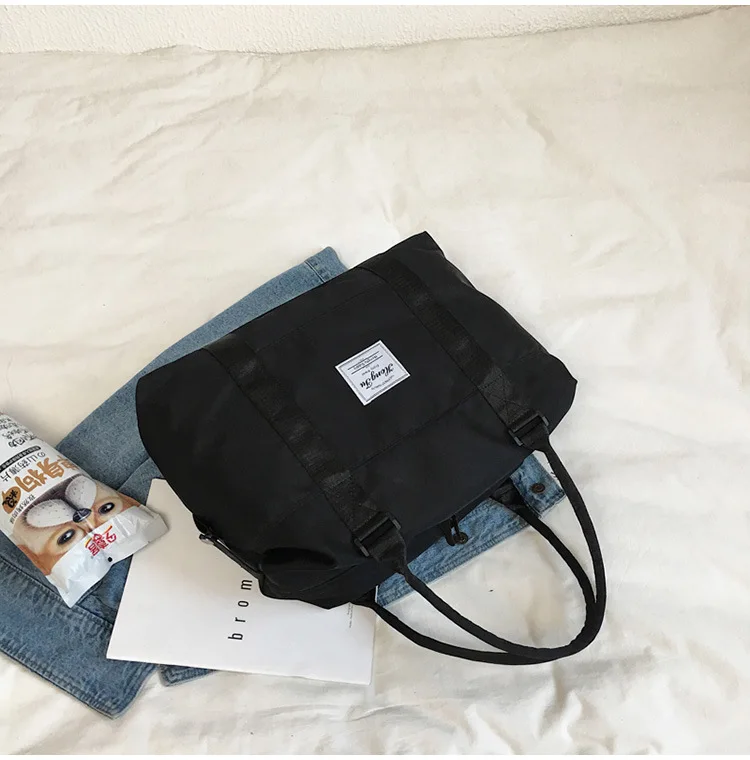 Wholesale Solid Color One-Shoulder Handbag Fashion Simple Nylon Cloth Large Capacity Travel Bag Gym Bag Manufacturers Direct Sel