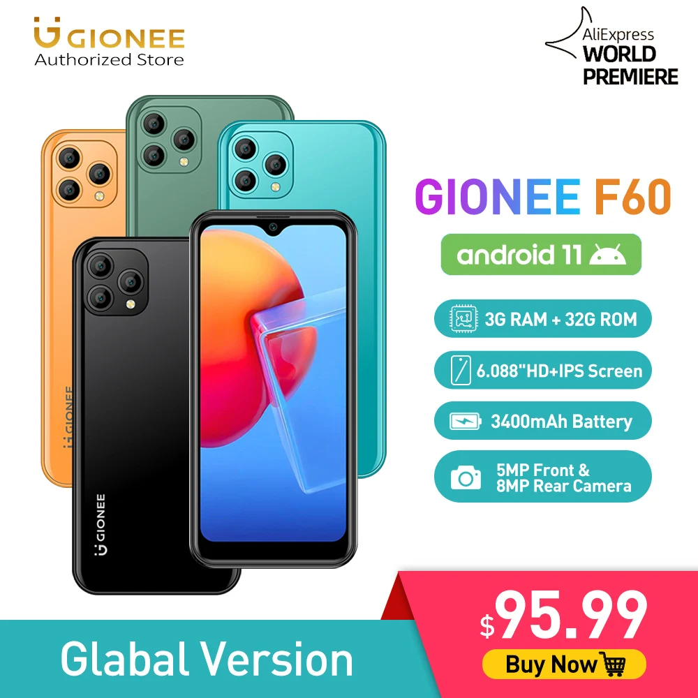 GIONEE F60 смартфон Android 11 четырёхъядерный экран 6 088 дюйма 5 + 8 Мп 3400 мАч | Мобильные