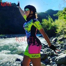 Kafitt Triathlon Women's Short Sleeve Track Suit Mountain Bike Cycling Suit Leotard Jumpsuit Cycling Suit