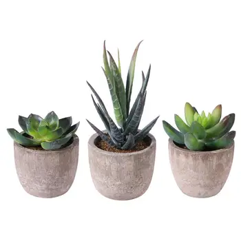 

3pcs Decorative Faux Succulent Artificial Succulent Fake Simulation Plants With Pots Retro Simulation Succulent Bonsai
