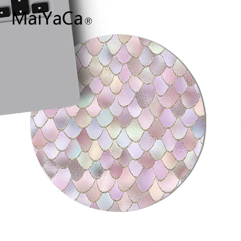 MaiYaCa розовый и синий акварельный Модный Блестящий Русалочка весы компьютерные игровые круглые коврики компьютерный Настольный коврик для игр - Цвет: 22x22cm
