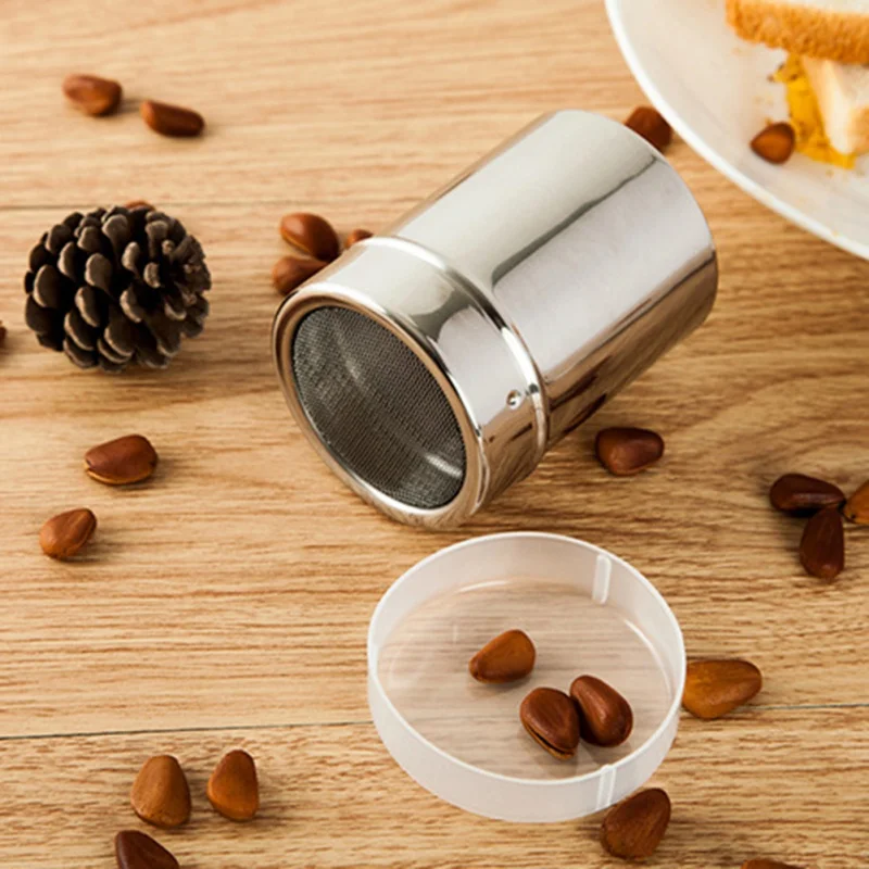 Small Large Size Stainless Steel Chocolate Shaker Icing Sugar Powder Flour Powder Cocoa Coffee Sifter Shaker with cover Bakeware