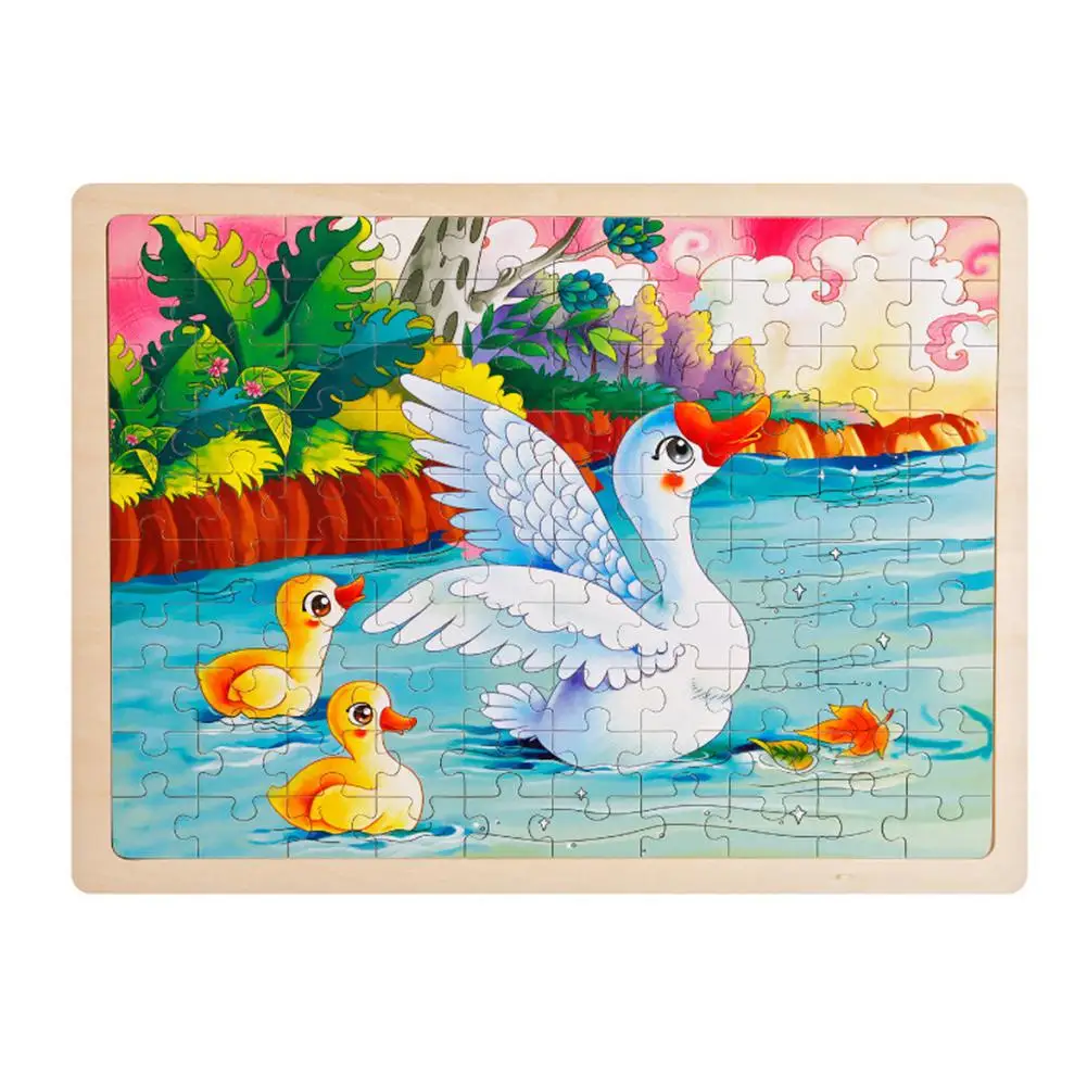 Swan Lake 100 шт головоломки мультфильм животных пазл дети живопись головоломки игрушки для воображения - Цвет: Swan Lake