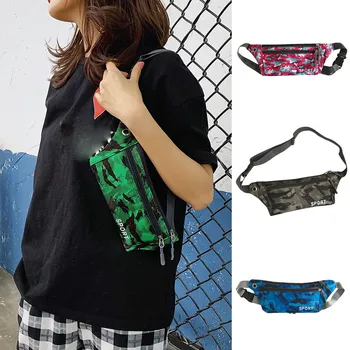 

Fashion Ladies Nylon Waterproof Sports Camouflage Pockets Money Waist Belt Walking Holiday Pouch Ladies Casual Chest Pack