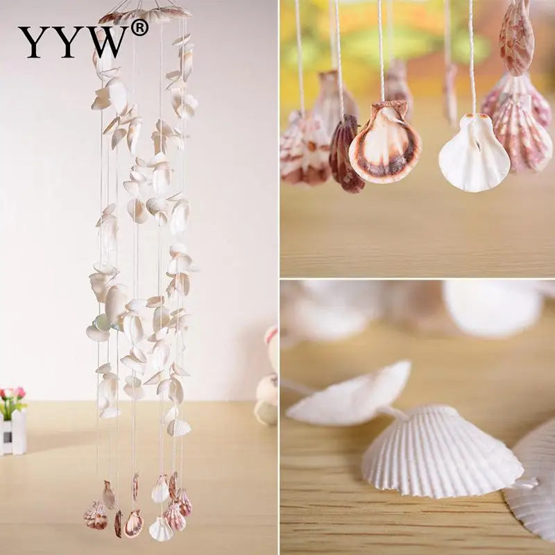 white Морские раковины ветряные колокольчики Schelpen Conchas Coquillage Висячие натуральные раковины ветряные колокольчики украшения ракушки Hogar морской домашний декор - Цвет: white