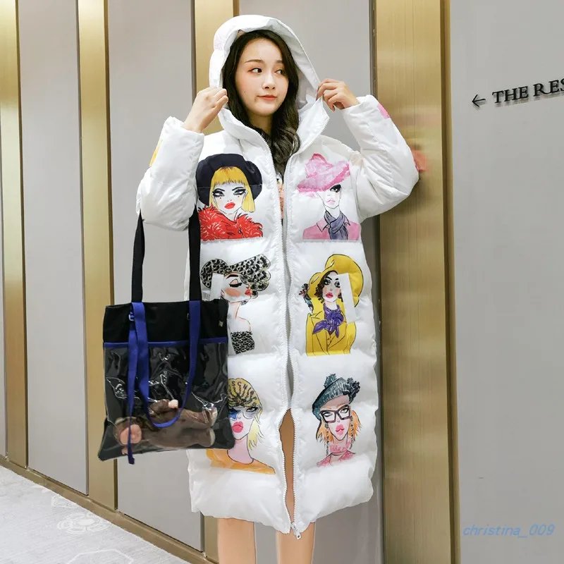 8 видов конструкций, Женская корейская мода, мультяшное пальто размера плюс, свободная Высокая уличная длинная куртка, зимний теплый толстый кардиган