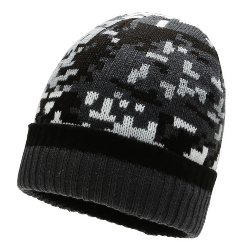 

Windproof Breathable Ski Snowboard Cycling Sports Hat Winter Thick Plush Lining Knitted Thermal hat Camo Elastic Beanie Cap