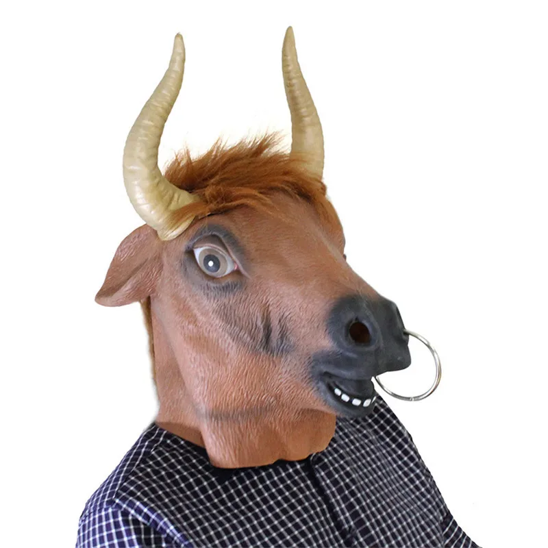 Новинка маска Oxhead Bull на голову накладные латексные маски Animail вечерние костюмы