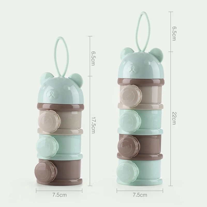 3/4 Grid Portable Milk Powder Dispenser Toddler Baby Food Storage Box Cartoon Formula Dispenser Container Infant Snack Box