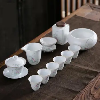 

Drinkware Teaware Set Mud Pink Set Tea Home Three Bowls Ceramic Teapot