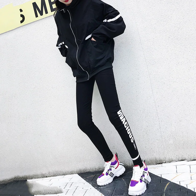 

Autumn S lim Fitness Leggings Women Streetwear Black Letter Printed Leggings Women Harajuku Winter Leggings Fitness Feminina