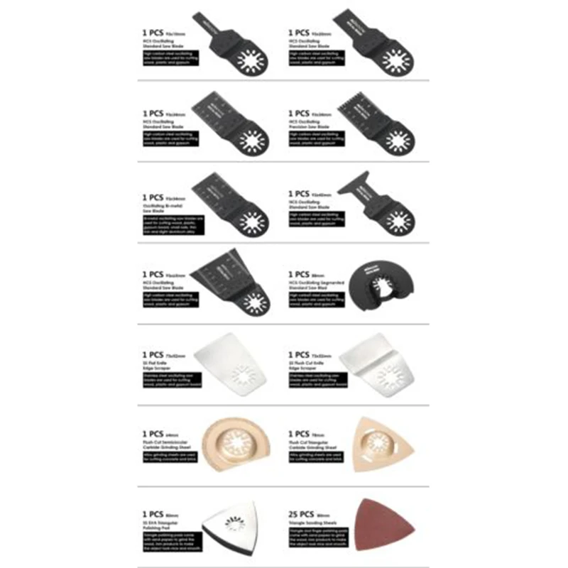 38pcs Oscillating Saw Blades Kit Cutting Woodworking For Multimaster Fein Makita Worx Power Cutter Accessories | Инструменты