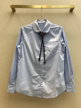 

2020 Autumn Luxury Brand Women Blouse Shirt High-end Design Sweet Versatile Simple Tie Decorated Long-sleeve Casual Shirt Blouse