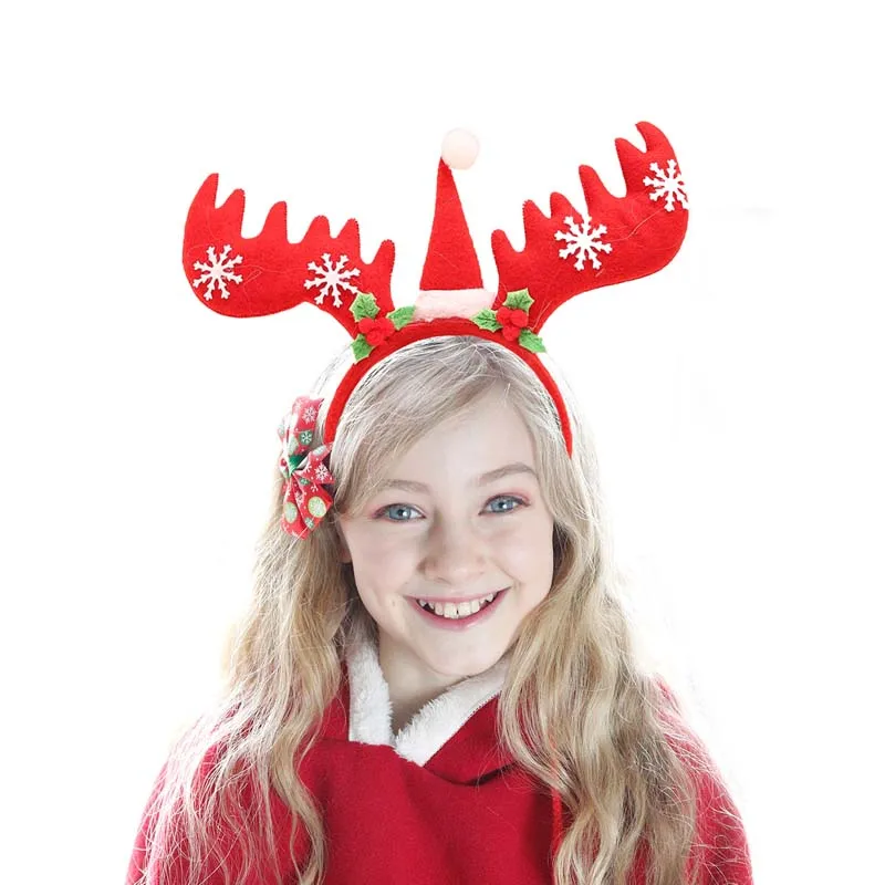 Веселые рождественские повязки на голову Необычные оленьи рога повязка на голову рождественские детские обручи для волос вечерние украшения Головные уборы Горячие аксессуары для волос подарок