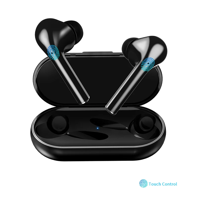 Черный Bluetooth V5.0 сенсорная Операционная гарнитура TWS истинные беспроводные двойные наушники бас звук для huawei Xiaomi Iphone samsung мобильный телефон - Цвет: Черный