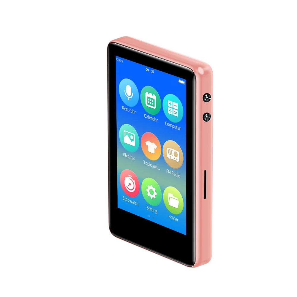 MP3-плеер Bluetooth 4,2 Встроенный динамик с TFT 3," lcd полный сенсорный экран без потерь диктофон, fm-радио HiFi музыкальный плеер - Цвет: Розовый