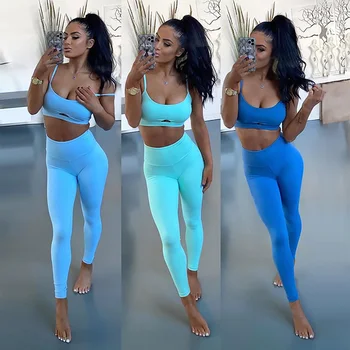 

2020 Fashion 2 Piece Set Women Summer Clother Elastic Crop Top and Legging Pant Suit Sexy Club Outfits Two Piece Pants Set Women