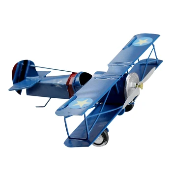 

Miniature Fighter Figurines Retro Metal Airplane Model Statue Classic Plane Crafts Cafe Bar Decoration Antique Biplane Ornaments