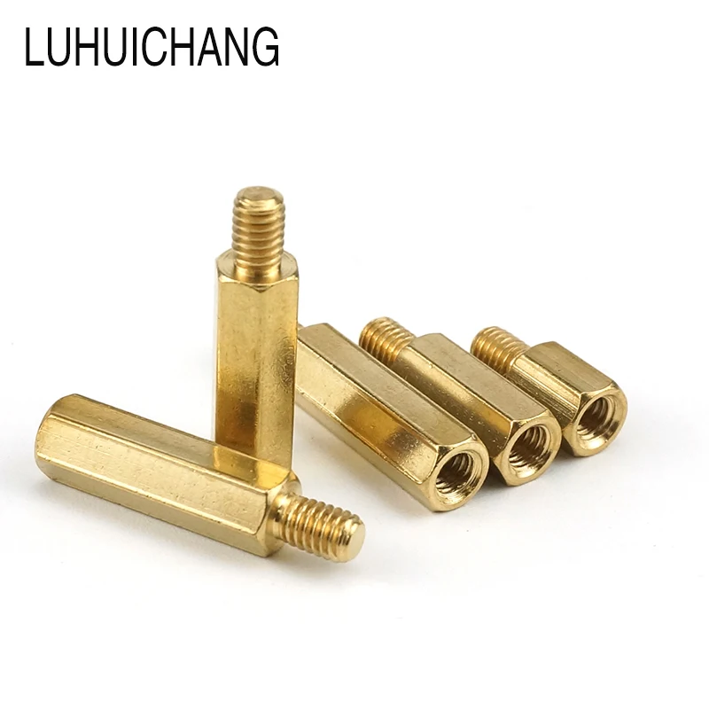 Luhuichang 30 шт. M3 * L + 6 мм Шестигранная головка латунная распорная гайка медная
