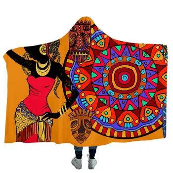

Vintage Egyptian Portrait Hoodie Blankets For Adults Kid Watching TV Reading Coral Fleece Plush Bed Throw Hoodie Hooded Blanket