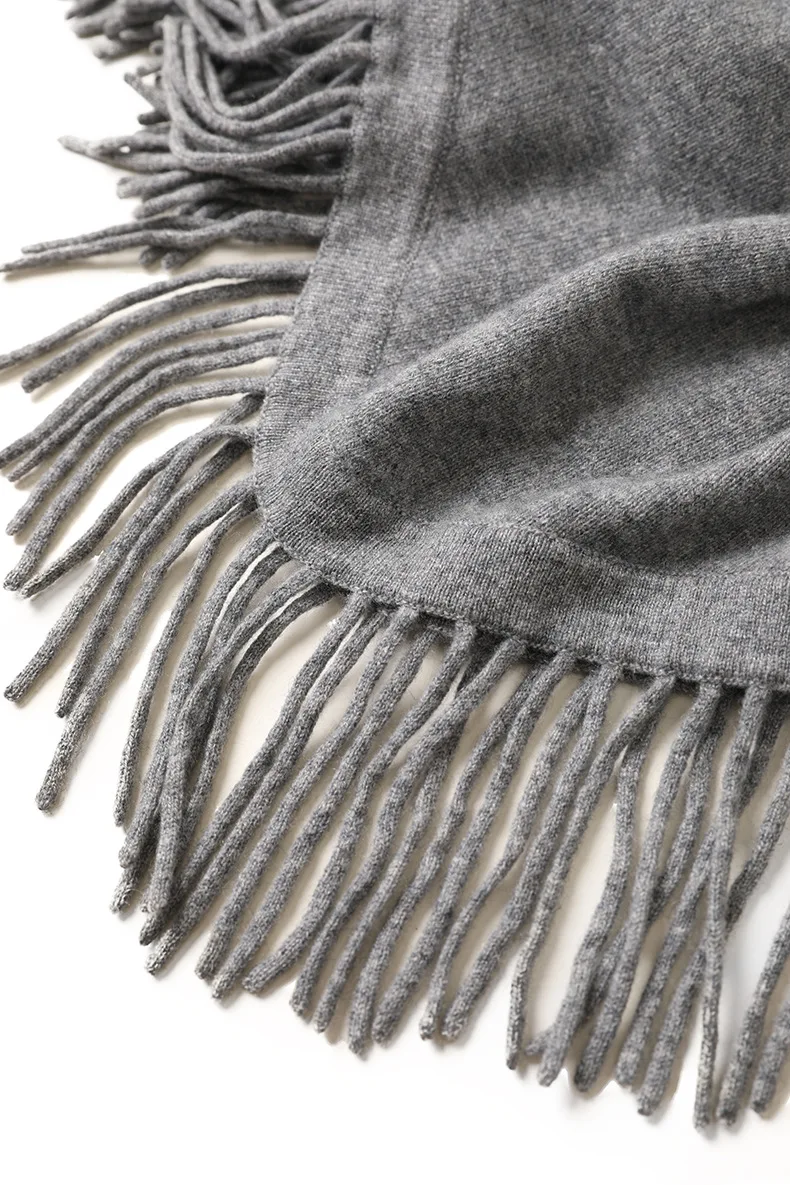 Вязаное кашемировое пончо из пашмины от CAVME для женщин, модный серый шарф из пашмины, Одноцветный свободный размер 255 г